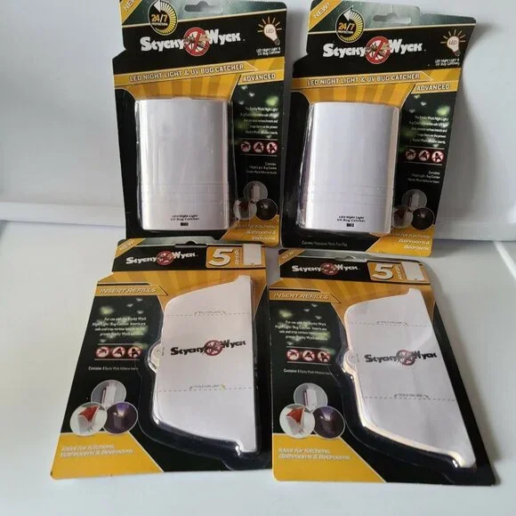 2 Stycky Wyck LED Night Light/UV Bug Catcher Mosquito/Moths/Flies + 2 Refills - Picture 7 of 7